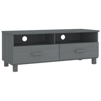 Mueble De Tv Hamar Madera Maciza Pino Gris Oscuro 106x40x40 Cm