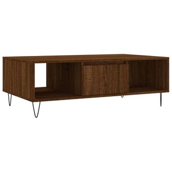 Mesa De Centro Madera De Ingeniería Roble Marrón 104x60x35 Cm