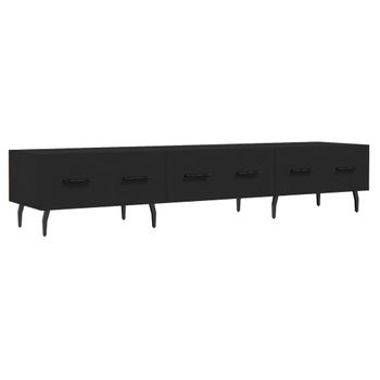 Mueble De Tv Madera De Ingeniería Negro 150x36x30 Cm