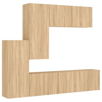 Muebles De Tv De Pared 5 Piezas Madera De Ingeniería Roble Sonoma