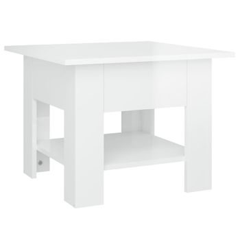 Mesa De Centro Madera De Ingeniería Brillo Blanco 55x55x42 Cm