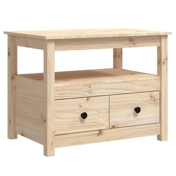 Mesa De Centro De Madera Maciza De Pino 71x49x55 Cm