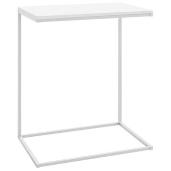 Mesa Auxiliar De Madera Contrachapada Blanco 55x35x66 Cm