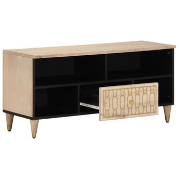 Mueble De Tv Madera Maciza De Mango 100x33x46 Cm