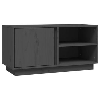 Mueble De Tv Madera Maciza De Pino Gris 80x35x40,5 Cm