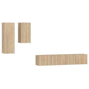 Set De Muebles Para Tv 4 Piezas Madera Contrachapada Roble Sonoma