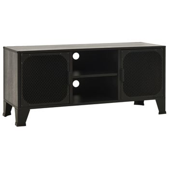 Mueble De Tv Metal Y Mdf Gris 105x36x47 Cm