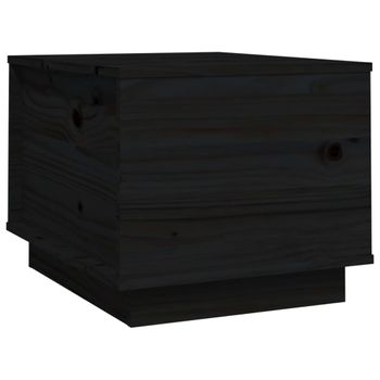 Mesa De Centro De Madera Maciza De Pino Negro 40x50x35 Cm