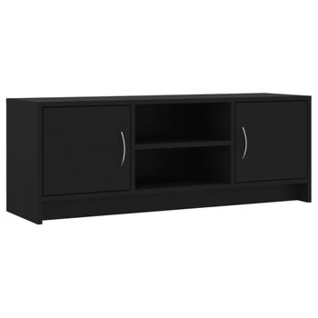 Mueble De Tv Madera De Ingeniería Negro 102x30x37,5 Cm