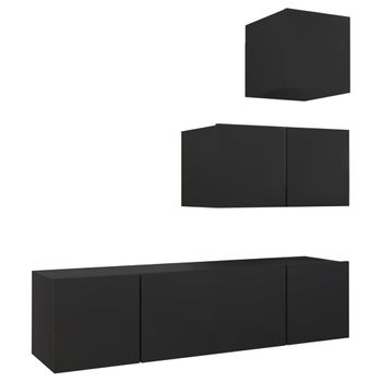 Juego De Mueble Para Tv De 4 Piezas Aglomerado Negro