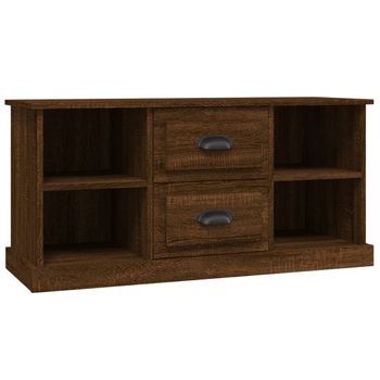 Mueble De Tv Madera Contrachapada Marrón Roble 99,5x35,5x48 Cm