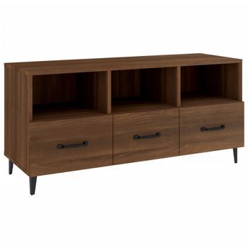 Mueble Para Tv Madera Contrachapada Roble Marrón 102x35x50 Cm