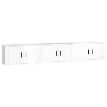 Muebles Para Tv De Pared 3 Unidades Blanco Brillante 80x34,5x40 Cm