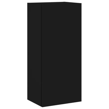 Mueble De Tv De Pared Madera De Ingeniería Negro 40,5x30x90 Cm