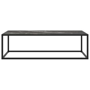 Mesa De Centro Negra Con Vidrio De Mármol Negro 120x50x35 Cm