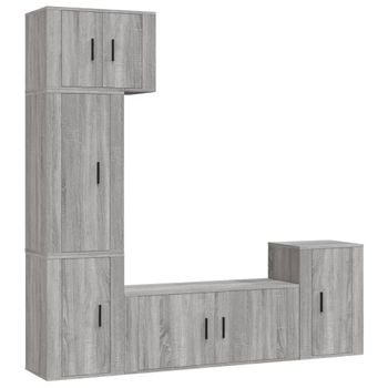 Set De Muebles Para Tv 5 Piezas Madera Contrachapada Gris Sonoma