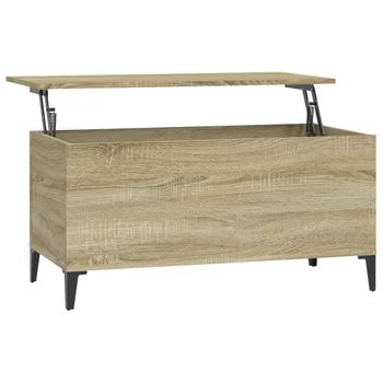 Mesa De Centro Madera Contrachapada Roble Sonoma 90x44,5x45 Cm