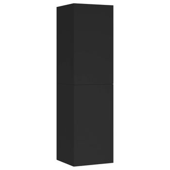 Mueble Pared Tv Madera Contrachapada Negro 30,5x30x110 Cm