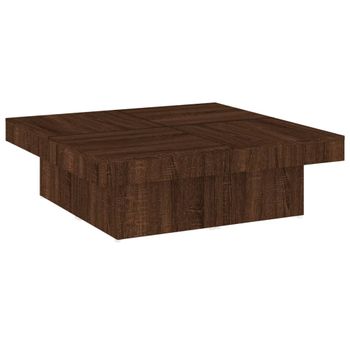 Mesa De Centro De Madera Contrachapada Roble Marrón 90x90x28 Cm