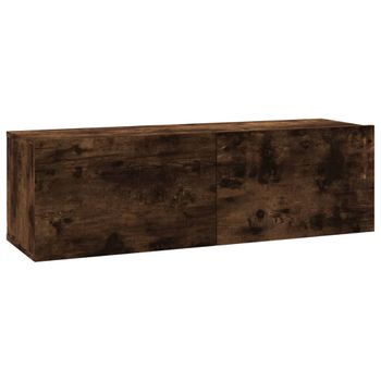 Mueble De Tv Madera Contrachapada Roble Ahumado 100x30x30 Cm