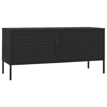 Mueble Para Tv De Acero Negro 105x35x50 Cm