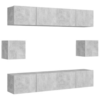 Juego De Muebles De Salón 6 Piezas Gris Hormigón