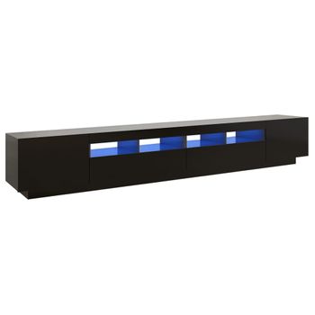 Mueble Para Tv Con Luces Led Negro 260x35x40 Cm