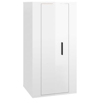 Mueble Para Tv De Pared Blanco Brillante 40x34,5x80 Cm