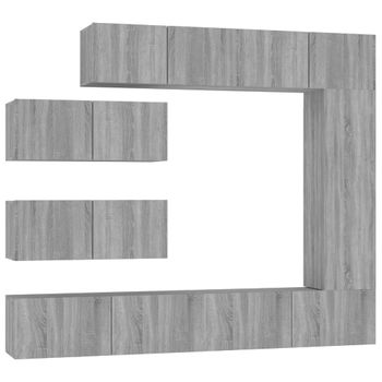 Set De Muebles Para Tv 7 Piezas Madera Contrachapada Gris Sonoma