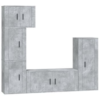 Set De Muebles De Tv 5 Piezas Madera Contrachapada Gris Hormigón