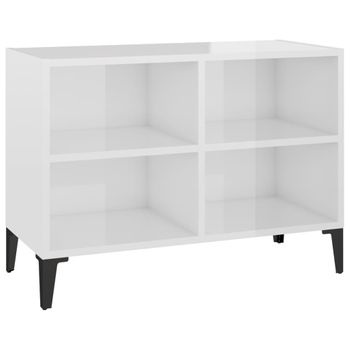 Mueble De Tv Con Patas De Metal Blanco Brillante 69,5x30x50 Cm