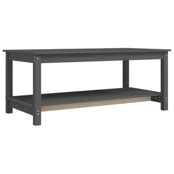 Mesa De Centro De Madera Maciza De Pino Gris 110x55x45 Cm