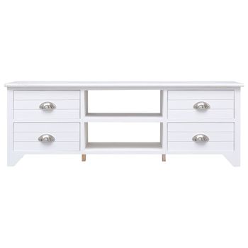 Mueble Para Tv Madera Maciza De Paulownia Blanco 108x30x40 Cm