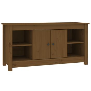 Mueble De Tv Madera Maciza De Pino Marrón Miel 103x36,5x52 Cm