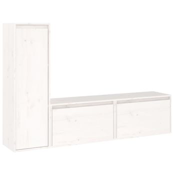 Muebles Para Tv 3 Piezas Madera Maciza De Pino Blanco