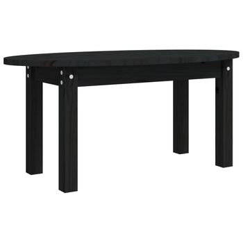 Mesa De Centro De Madera Maciza De Pino Negro 80x40x35 Cm