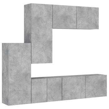 Muebles De Tv De Pared 5 Piezas Madera Ingeniería Gris Hormigón