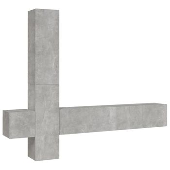 Set De Muebles De Tv 5 Piezas Madera Contrachapada Gris Hormigón