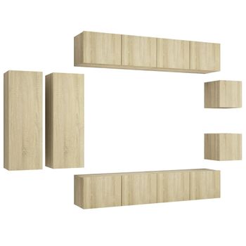 Muebles De Pared De Tv 8 Piezas Aglomerado Color Roble Sonoma