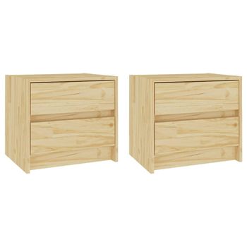 Mesitas De Noche 2 Unidades Madera Maciza De Pino 40x30,5x35,5 Cm