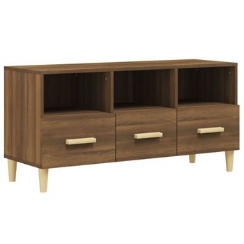 Mueble Para Tv Madera Contrachapada Roble Marrón 102x36x50 Cm