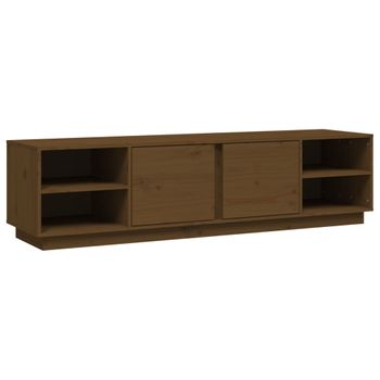 Mueble De Tv Madera Maciza De Pino Marrón Miel 156x40x40 Cm