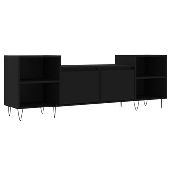 Mueble Para Tv Madera Contrachapada Negro 160x35x55 Cm