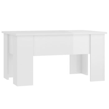 Mesa De Centro Madera Contrachapada Blanco Brillo 79x49x41 Cm