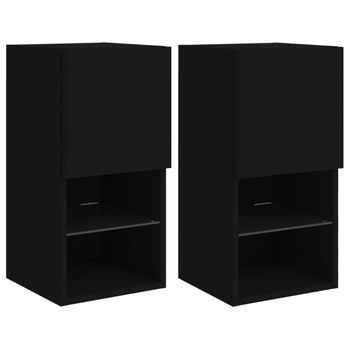 Muebles Para Tv Con Luces Led 2 Unidades Negro 30,5x30x60 Cm