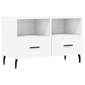 Mueble Para Tv Madera Contrachapada Blanco 80x36x50 Cm