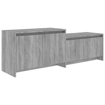 Mueble De Tv Madera De Ingeniería Gris Ahumado 146,5x35x50 Cm