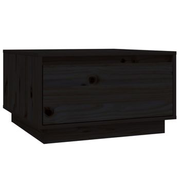 Mesa De Centro De Madera Maciza De Pino Negro 55x56x32 Cm