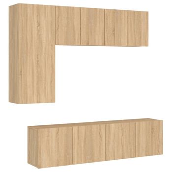 Muebles De Tv De Pared 5 Piezas Madera De Ingeniería Roble Sonoma