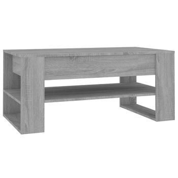 Mesa De Centro Madera Contrachapada Gris Sonoma 102x55x45 Cm